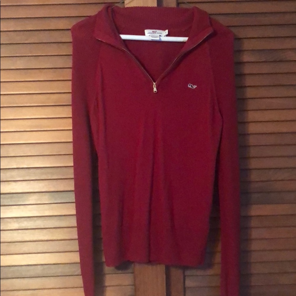 Vineyard Vines Red Quarter Zip Sweater